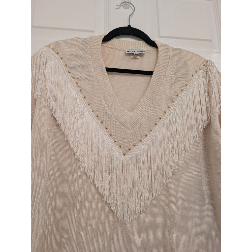 Women's Coastal Cowgirl Cream Fringe 2-piece Knit Sweater Set Western Boho - Picture 4 of 13